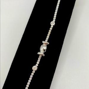 Sterling Silver Bracelet with Twisted Barrel and Crystals